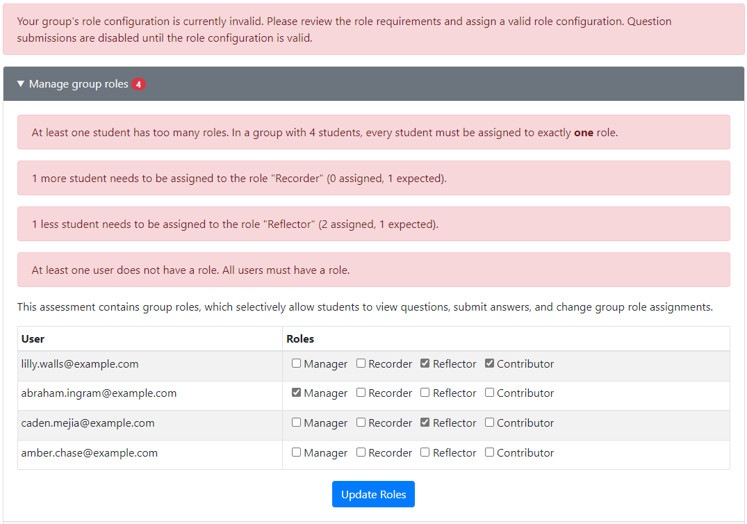 Group configuration errors