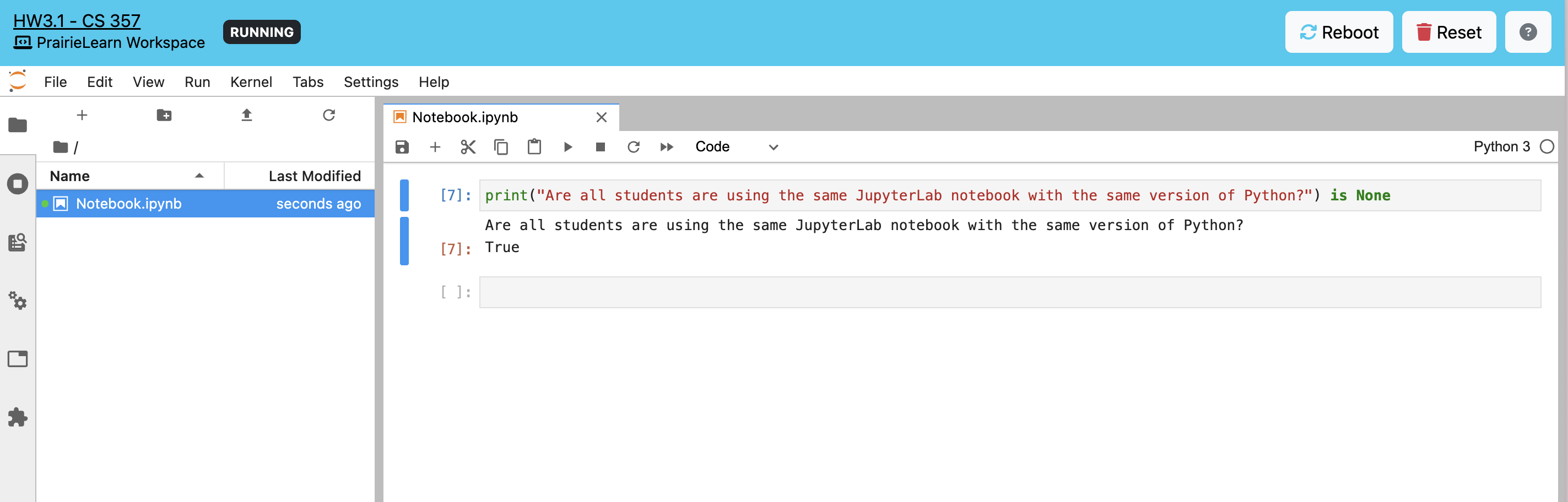 Screenshot of a JupyterLab workspace