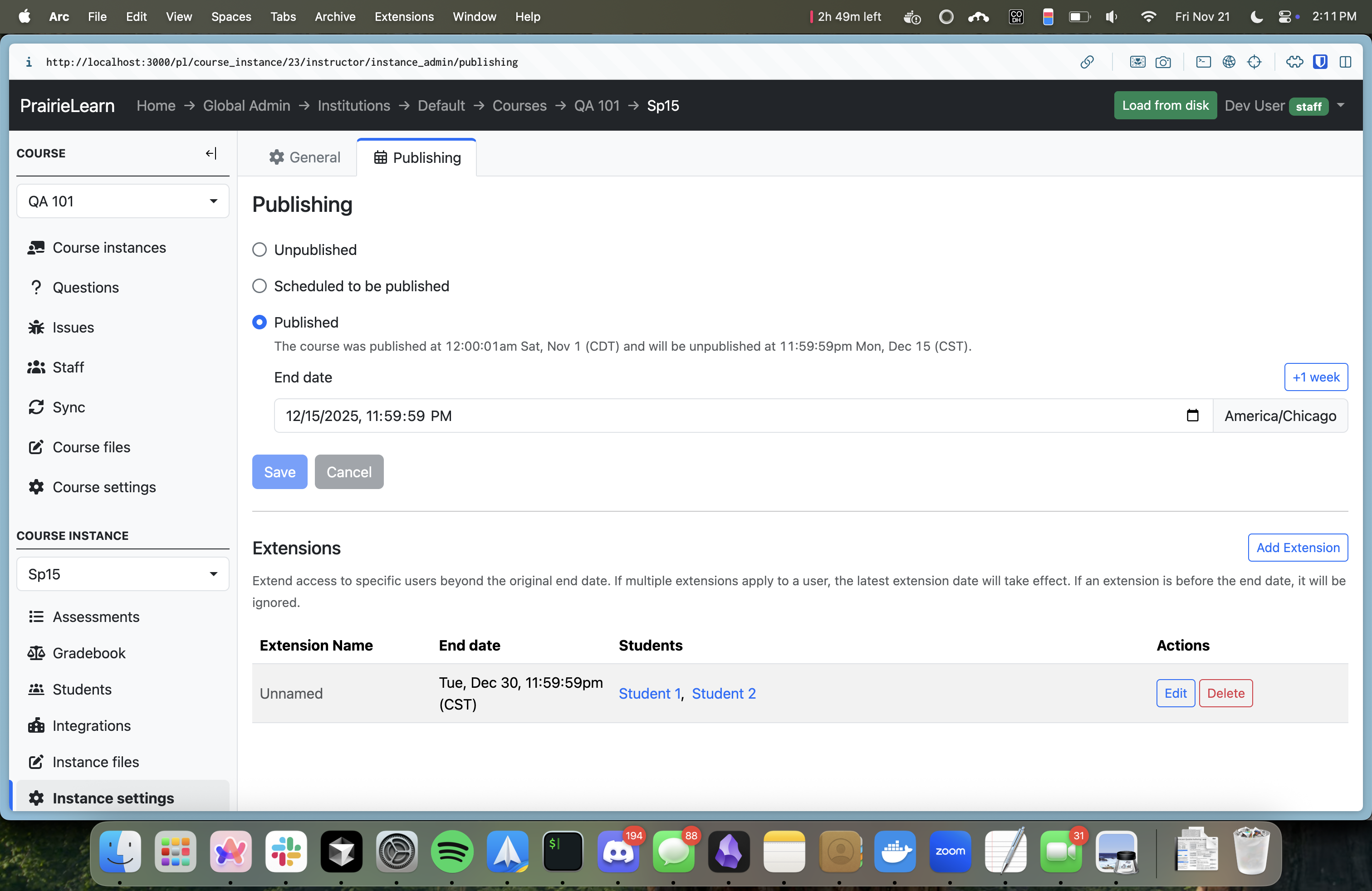 The migrated publishing configuration