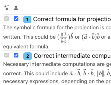 Human-graded rubric with differences from the AI grade highlighted.