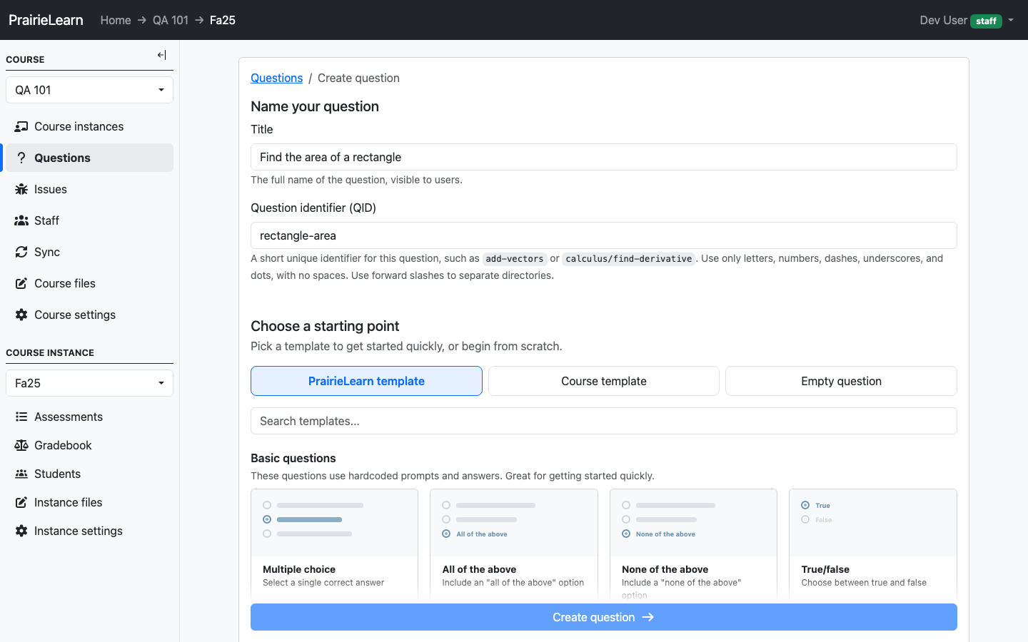 使用 ZJUI-Learn 模板库添加问题表格,显示基础、中级和高级模板卡